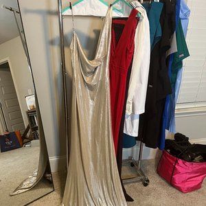 Asymmetrical Gold Shimmer Gown